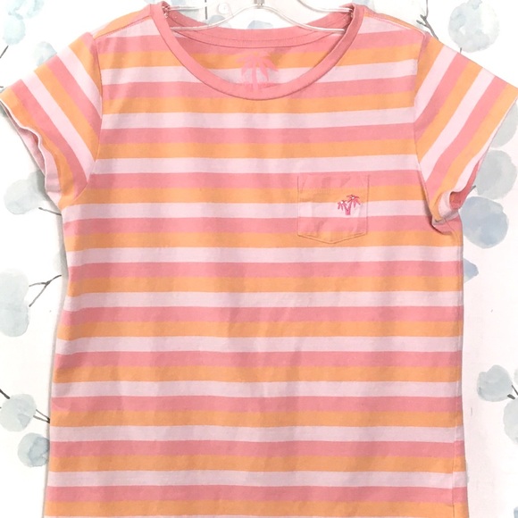 3 for $15 GAP Kids Orange Pink Stripe Short Sleeve Stretch Tshirt Palm Tree Top - Picture 2 of 8